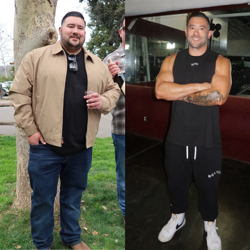 Coach's own before and after transformation image.