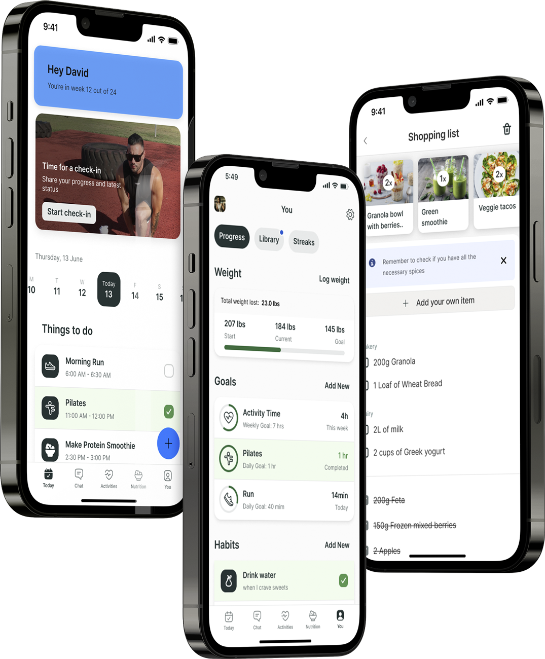 A mockup of the coaching app showcasing the features.